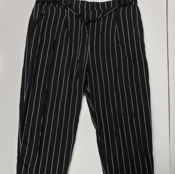Ambiance Pants - Back Pinstripe Loose Ankle Pants
